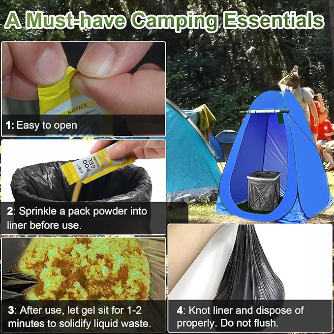 AOKE Portable Toilet Powder, 25 Pack Poo Gel Lavender scent for Camping Eco Absorbent Gel Liquid Waste Gelling and Deodorizing Powder, Emergency Toilet Waste Treatment for Outdoor Camping Hiking