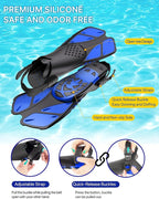 Snorkeling Gear for Adults Men Women,4 in 1 Snorkel Set with Panoramic View Diving Mask Anti-Fog Anti-Leak,Dry Top Snorkel,Fins and Travel Bag for Swimming,Snorkeling and Travel Diving