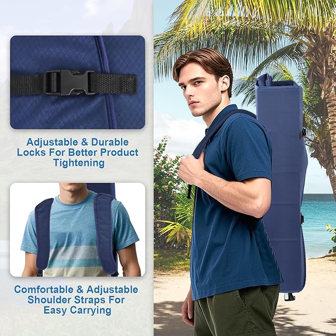 Folding Camping Chairs Canopy Outdoor: Sports Portable Beach Chair with Canopy-Lawn Beach Chairs with Umbrella for Adults-Camping Chair with Shade for Fishing Camp Heavy Duty (Regular, Navy Blue)