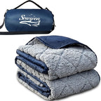 Waterproof Outdoor Blanket 82”X 55” Packable, Stadium Blankets for Camping with Sherpa Fleece Lining, Large Windproof Emergency Throw Mat for Garss Picnic Hiking Road Trip, Machine Washable, Navy