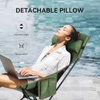Portable High Back Camping Chair, Support Heavy Duty 440 lbs, Lightweight Folding Chair with Adjustable Pillow for Hiking, Beach, Backpacking