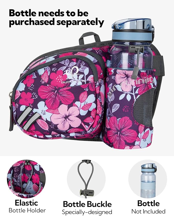 WATERFLY Fanny Pack Waist Bag: Waist Pack for Women Men with Water Bottle Holder Hiking Fanny Pack for Running Walking DogWalking Travel Cycling