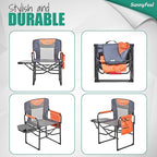 SUNNYFEEL Camping Directors Chair, Heavy Duty,Oversized Portable Folding Chair with Side Table, Pocket for Beach, Fishing,Trip,Picnic,Lawn,Concert Outdoor Foldable Camp Chairs