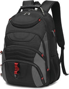 Boavan Laptop Backpack for men, 17.3 inch Laptop Bag with USB Port, Waterproof Travel Work Backpack Purse, Anti-Theft Teacher Nurse Doctor Casual Bookbags Office Business backpack，Black&Dark Grey