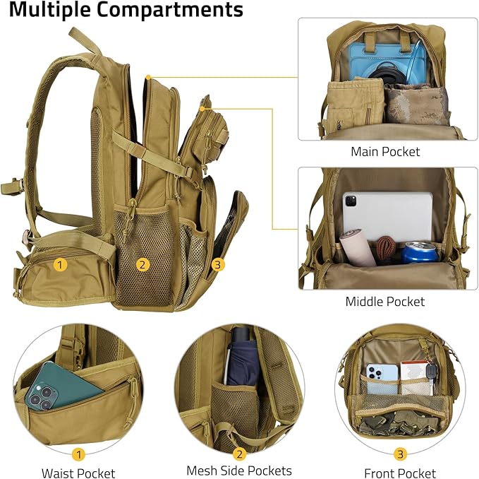 CVLIFE Tactical Hydration Pack 3L - Lightweight Water Bag With Bladder for Men Women, Heavy Duty Molle Backpack for Hiking, Cycling, Running, Hunting