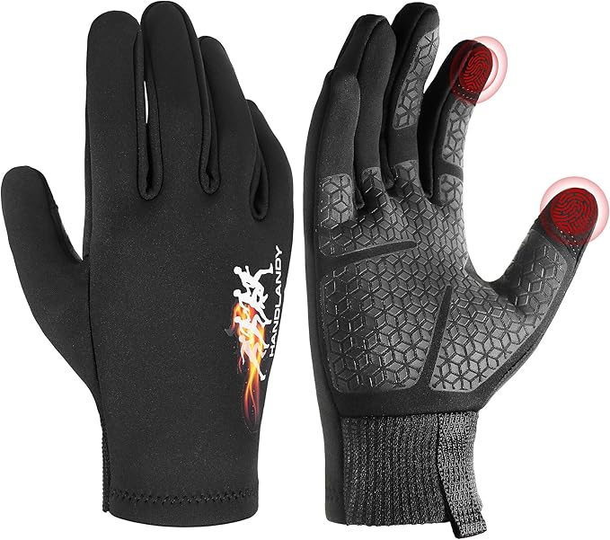 HANDLANDY Winter Running Gloves for Women & Men, Windproof Water-Resistant Thermal Touchscreen Liner Gloves for Cycling, Hiking, Driving, Freezer Work