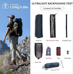 Naturehike Cloud-Up 1 Person Tent, Lightweight Backpacking Tents for One Man, Waterproof Ultralight One Person Tent for Camping Hiking Backpacking
