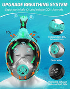 Full Face Snorkel Mask- Snorkeling Gear for Adults with Safe Dry Top Breathing System, Latest Foldable Panoramic View Snorkeling Mask for Men and Women, Anti Fog Anti Leak