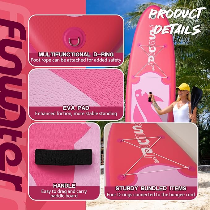 FunWater Inflatable Stand Up Paddle Board 10'/10'6"/11'/11'6" Paddle Board for Adults & Youth, Paddleboards Inflatable with Premium SUP Accessories, Wide Stable, Non-Slip Comfort Deck