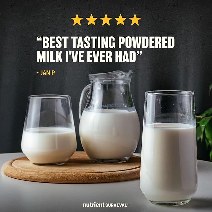 Nutrient Survival Vitamin Powdered Milk, Freeze Dried Prepper Supplies & Emergency Food Supply, 21 Essential Nutrients, Soy & Gluten Free, Shelf Stable Up to 25 Years, One Can, 50 Servings