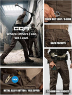 CQR Men's Flex Ripstop Tactical Pants, Water Resistant Stretch Cargo Pants, Lightweight EDC Hiking Work Pants