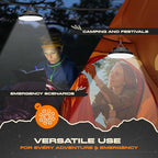 2 Pack Tent Lights for Camping - Solar Powered, Rechargeable USB, 3 Brightness Levels, Remote Control - Splash Proof IP44 Rated ABS Water Resistant Canopy LED Lights with Chrome Hook