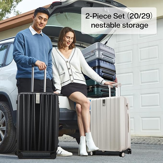 Hanke Luggage Sets 2 piece Carry On Luggage with Wheels PC Hard Shell Suitcases Lightweight Travel Luggage Travel Suitcase Woman Men 20/29 Inch (Blackish Green)