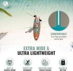 Crew Axel Inflatable Paddle Board 10’33’6” Extra Wide & Lightweight (18lb) Paddle Board – Premium SUP Set Includes 2 Bags, Floating Paddle, Camera Mount, 3 Fins, Dual Pump Kit