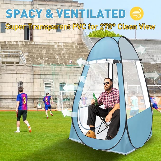 Pop Up Tent, Clear Outdoor Tents Sports Fishing, Rainproof and Windproof Beach Camping, Lightweight and Sturdy, Easy Set Up, UPF 50+ Portable Folding 39" x 64"