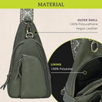 Antik Kraft Tasha Webbing Strap Sling (Moss) | Vegan Leather Crossbody Bag for Women with 16-20" Strap | Sling Bags for Women with Durable Antique Brass Hardware | 7in x 2.5in x 12.5in |