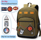 Swissdigital Design Big Student Laptop Backpack with Fun Personalized Patches For College Boy & Girl, Middle High School Teen Bookbag Cool Travel Daypack Olive - Includes 3 Patches | SD1718-26