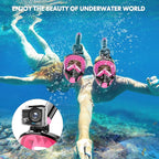 Full Face Snorkel Mask for Adults Teen, Snorkeling Gear with Detachable Camera Mount,Panoramic 180° View, Anti-Fog Anti-Leak Snorkling Set for Man and Women