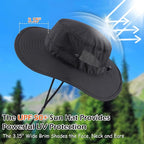 Connectyle Men's Sun Hat UPF 50+ Wide Brim Bucket Hats for Fishing Hiking Gardening Adjustable Boonie Hat Outdoor Safari Hats