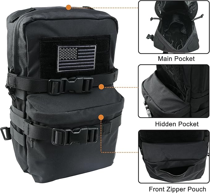 Tactical Mini Molle Hydration Pack,Molle Hydration Carrier with US Flag Water Resistant,Hydropack for Tactical Vest Backpack