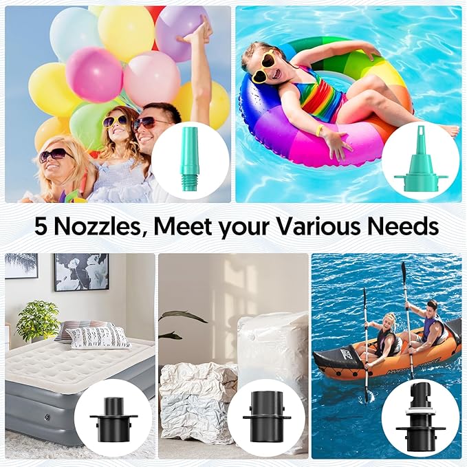 MAACOULD Electric Air Pump for Inflatables: Air Mattress Pump for Pool Floats Boat Balloons for Quick-Fill Inflator/Deflator - 400W 110V AC Inflator for Camping Travel Party Outdoor Home Summer