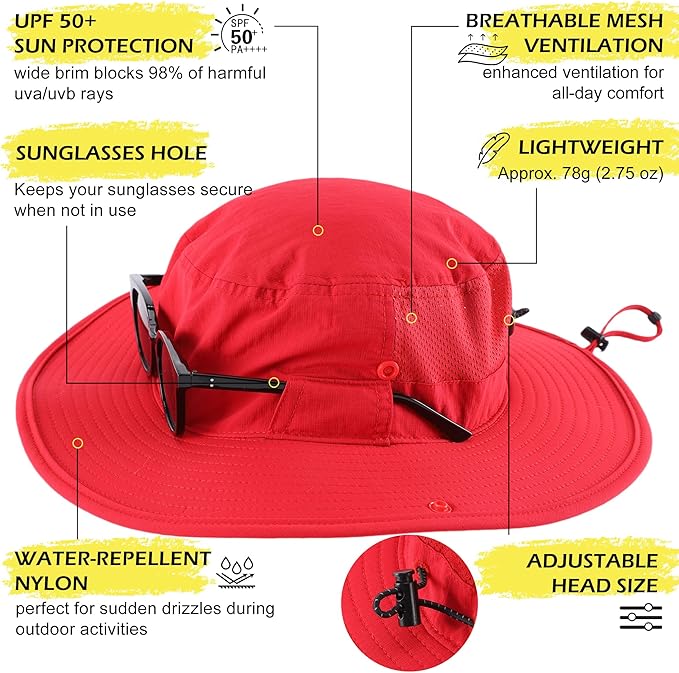Connectyle Men's Sun Hat UPF 50+ Wide Brim Bucket Hats for Fishing Hiking Gardening Adjustable Boonie Hat Outdoor Safari Hats