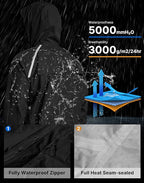 Men's Cycling Rain Jackets Waterproof Running Bike Windbreaker Lightweight Packable Hooded Jacket