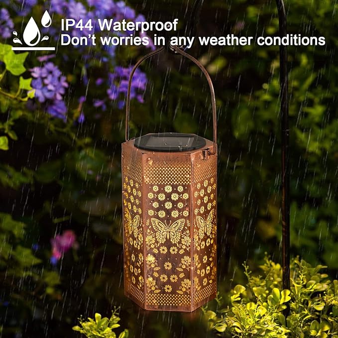 Birthday Gifts for Women Garden Decor Solar Lights Outdoor Butterfly, Butterflies Solar Lantern Outdoor Waterproof Outdoor Decoration for Outside, Yard, Lawn