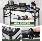 REDCAMP Small Triple fold Folding Grill Table for Outside, 3 Heights Adjustable Lightweight Portable Metal Aluminum Frame Outdoor Table for Camping Picnic Cooking BBQ, Black, 34x16 inches