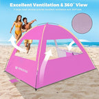 Venustas Beach Tent Sun Shelter for 3/4-5/6-7/8-10 Person, UPF 50+ UV Protection Beach Canopy, Lightweight and Easy Setup Cabana, Portable Shade Tent