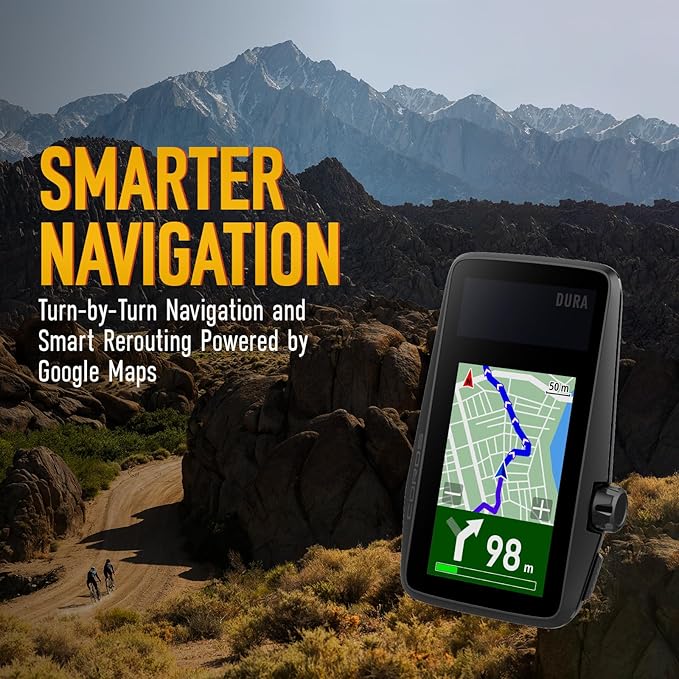 COROS DURA Solar GPS Bike Computer, 120-Hour GPS Battery Life, Solar Charging, 2.7" MIP Color Touchscreen, Fast Data Sync, Turn-by-Turn Navigation, Dual-Freq GPS, Strava, Ride with GPS, Komoot Routes
