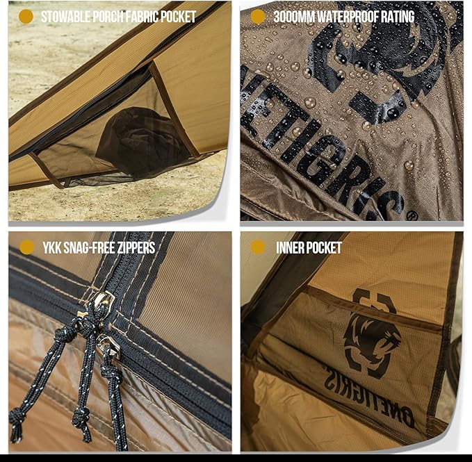 OneTigris Tetra Ultralight Tent, Upgraded, 1-2 Person, Waterproof, 3 Season, Ideal for Camping Hiking Trekking Backpacking Bushcraft