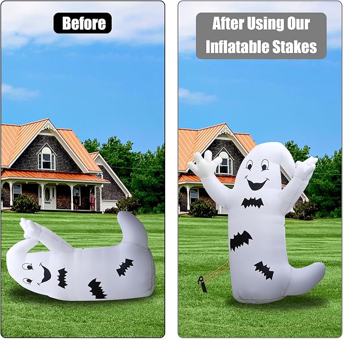 50 Pcs Plastic Tent Stakes 9 Inch Heavy Duty Tent Pegs Spike Hook Stakes Light Safe Tent Stakes, Plastic Inflatable Stakes for Halloween Christmas Garden Decorations Camping Outdoor Lawn Tarp