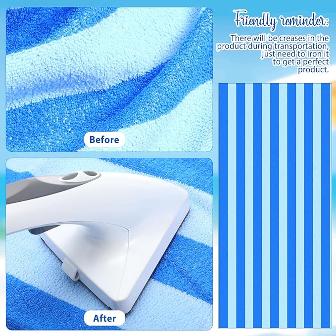 EBOOT 10 Pack Oversized Beach Towel Set Extra Large Pool Towels Microfiber Quick Dry Swim Blanket for Adult Women Men Face Hand Body Bath Travel Pool(Mixed Color,36 x 72 Inch,Fresh Stripe)
