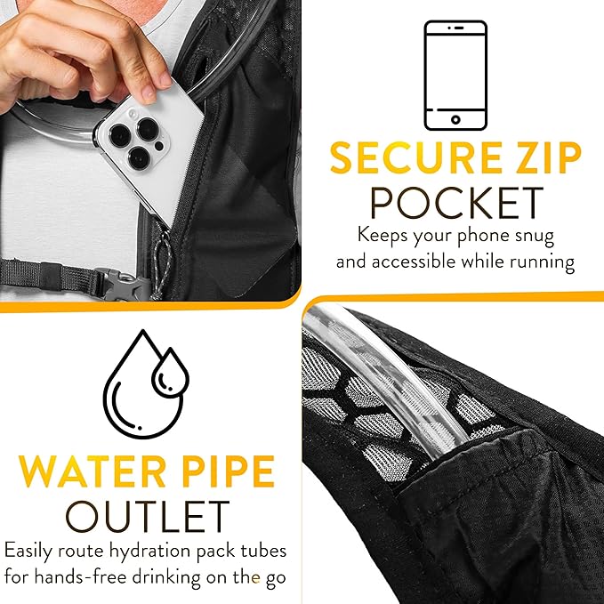 Running Hydration Vest,Running Vest with Phone Holder Pouch & Water Bottle Holder,Adjustable Belt,Hydration Vest for Men and Women