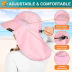 SUN CUBE Wide Brim Sun Hat with Neck Flap, UPF50+ Hiking Safari Fishing Hat for Men Women, Sun Protection Beach Hat
