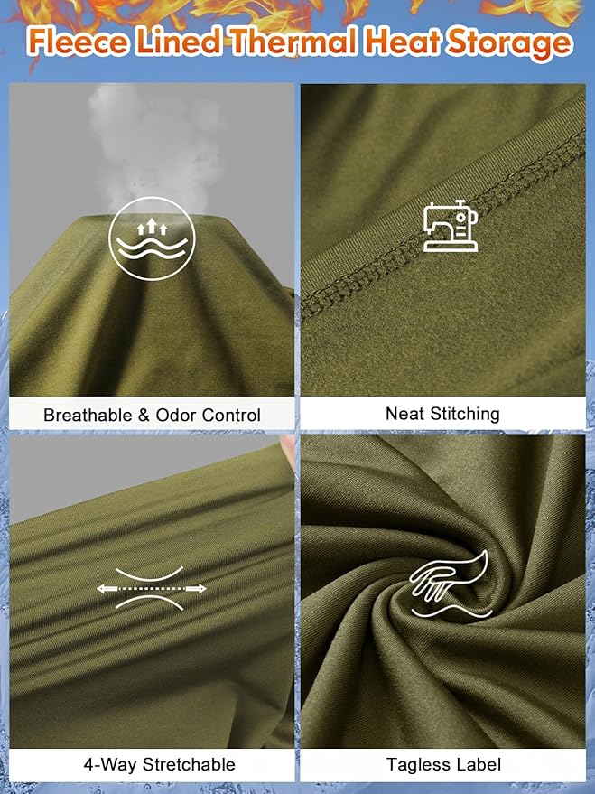 romision Thermal Underwear for Men Long Johns Fleece Lined Hunting Gear Bottom Top Set Base Layer for Cold Weather Gift