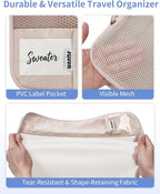 WANDF 7 Set Compression Packing Cubes for Travel, Shirt Folder for Wrinkle-Free, Suitcase Organizer Bags Set for Carry-On Checked Luggage Duffle Bag Women Men(Khaki)