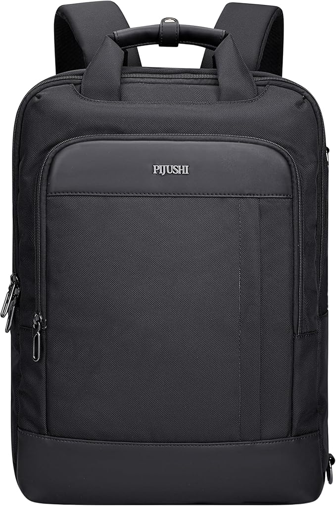 PIJUSHI Laptop Backpack for Women Men Personal Item Travel Backpack Convertible Carry on Bag Flight Approved(PE042 Black)