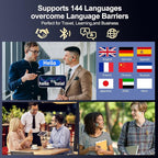 AI Translation Earbuds Real Time 3-in-1, 144 Language No Subscription Fees, Language Translator Device with APP Fit iOS & Android Bluetooth Headphones for Business Office and Travel (Bright Black)