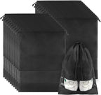 20 Pack Shoe Bags for Travel, Large Travel Shoe Bags for Packing with Clear Window, Dustproof Drawstring Travel Shoe Storage Bags Travel Essentials for Men & Women, Black (20, Black)
