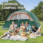 CAMPROS CP Tent 8 Person Camping Tents, Waterproof Windproof Family Tent with Top Rainfly, Large Mesh Windows, Double Layer, Easy Set Up, Portable with Carry Bag, for All Seasons