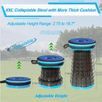 ALEVMOOM 2025 Upgraded XXL Collapsible Stool with Cushion 19.7",1000lbs Max Weight,Wider & Taller Pop Up Seat, Heavy Duty Portable Retractable Folding Chair or Travel Foot Rest for Camping & Outdoors