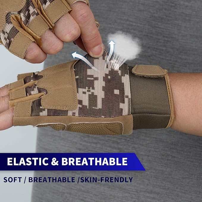 FIORETTO Fingerless Gloves for Airsoft Shooting Half Finger Hunting Hiking Cycling Driving Motorcycle Climbing Work Gloves M210603