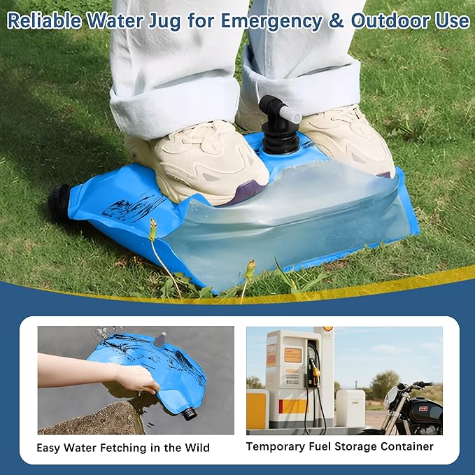 Camping Water Jug 2.1 Gallon CollapsibleWater Container Portable Water Bag for TravelOutdoor Hiking BPA Free Lightweight (Blue (2.1 Gal), 2)