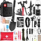 Survival Kit and First Aid kit, 160 Pcs Emergency Supplies Camping Accessories with Upgraded Molle Bag, Gifts for Men and Women Outdoor Adventure Camping Hiking Hunting