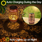 Boho Solar Lanterns Outdoor 2 Pack - Birthday Gifts for Women Mom Grandma Metal Hanging Solar Powered Unique Garden Decorative LED Lights (Fengming)