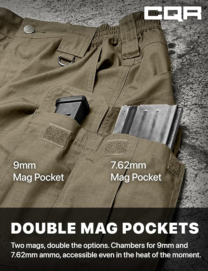 CQR Men's Tactical Pants, Water Resistant Ripstop Cargo Pants, Lightweight EDC Work Hiking Pants, Outdoor Apparel