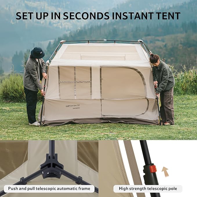 Naturehike Village Instant Tent, 4 Person 8 Person Camping Tent with Full Rainfly, Waterproof Large Cabin Tents for Car Camping