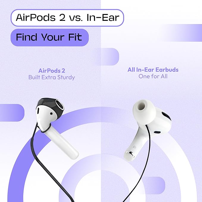 New Version of Anti-Lost Strap for Wireless in-Ear Earbuds with Ear Tips, Airpod pro Lanyard - Black (Compatible with Airpods Pro 1 2 3, Sony, Beats, Samsung, Bose)